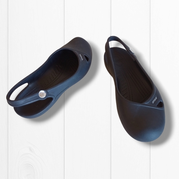 CROCS Women's Olivia Black Jeweled Slingback Croslite Flat Sandals - Picture 3 of 16